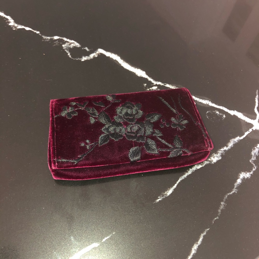 Maroon Velvet Clutch with Black Embroidery